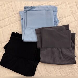 Set of Black, Gray, and Blue Biker Shorts